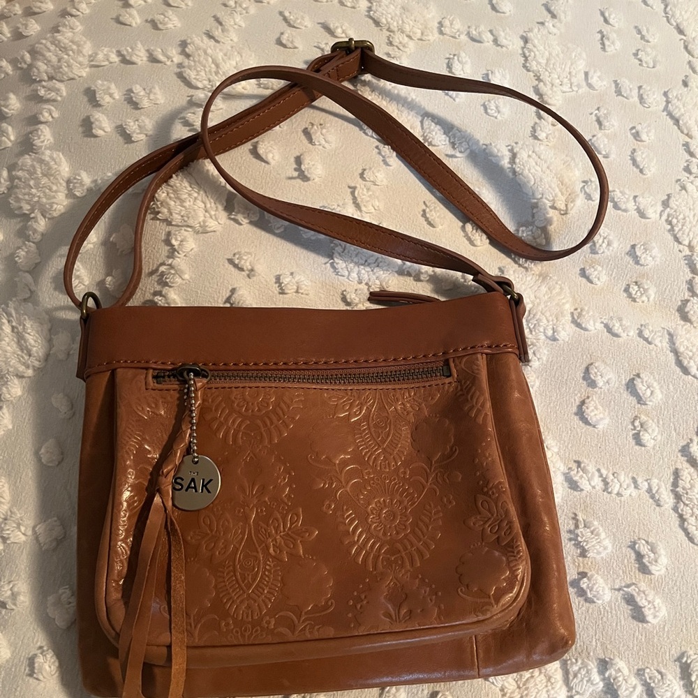 The Sak Tan Embossed Crossbody Bag